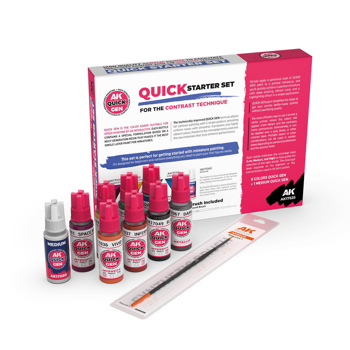Quick Gen: Acrylic Paint Starter Set (8 Colors & Medium)
