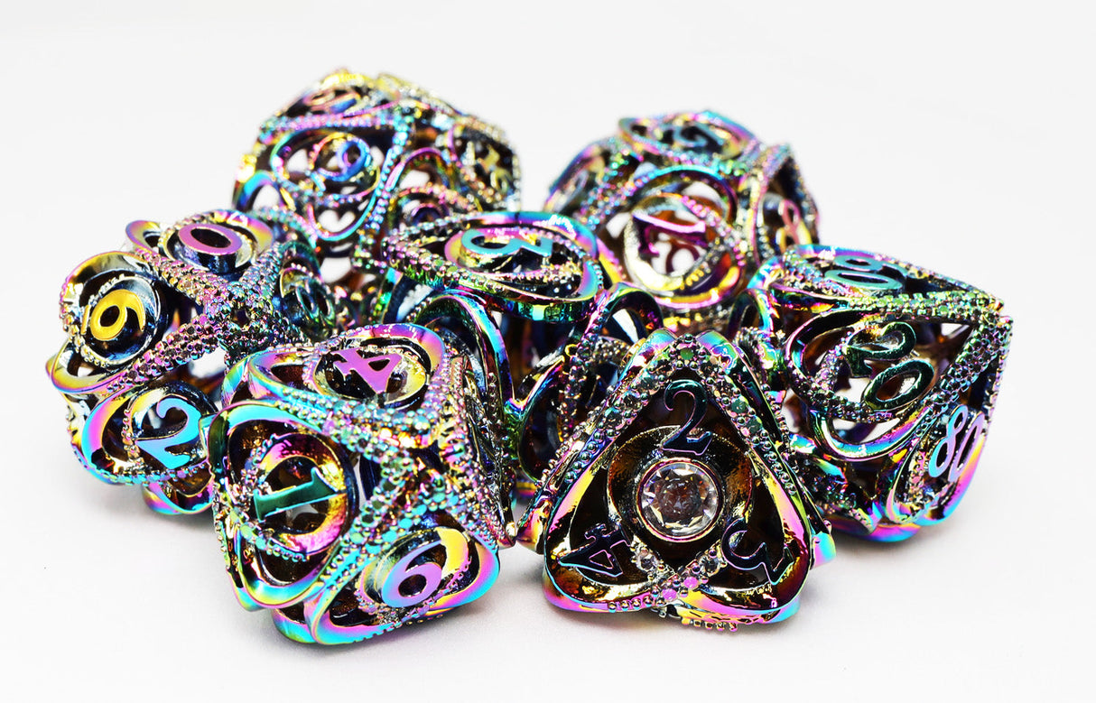 Hollow Hearts: Jeweled Burnt Opal - Metal RPG Dice Set