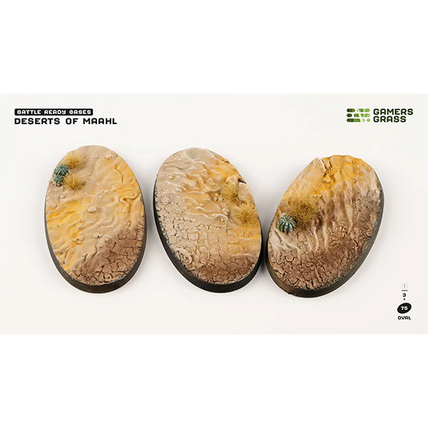 Battle Ready Bases: Deserts of Maahl- Oval 75mm (x3)- Oval 75mm (x3)