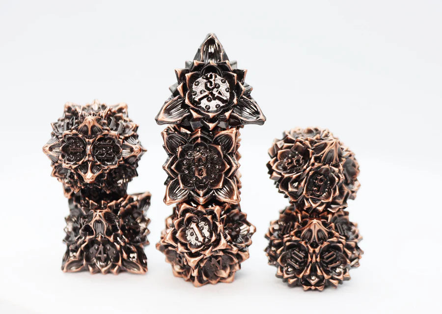 Floral Starburst: Ancient Bouquet - Metal RPG Dice Set