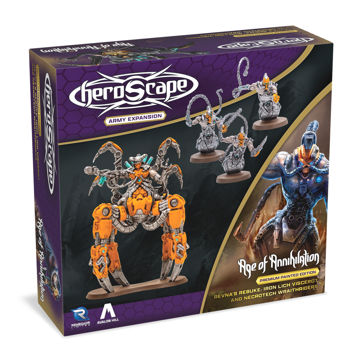 Heroscape: Revna's Rebuke: Iron Lich Viscerot and Necrotech Wraithriders Army Expansion Premium Painted Edition