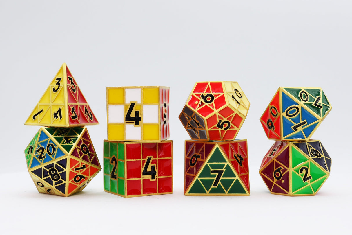 Puzzle Cube: Gold - Metal 8 piece Dice Set