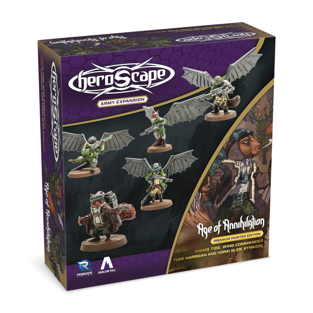 Heroscape: Rising Tide – Wing Commander Tuck Harrigan & Vorid Glidestrikers Army Expansion Premium Painted Edition