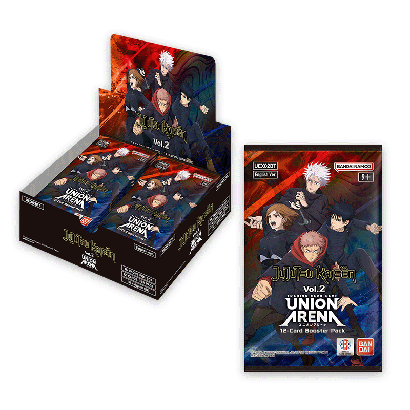 Card game booster pack for 'Jujutsu Kaisen' with character illustrations on a white background