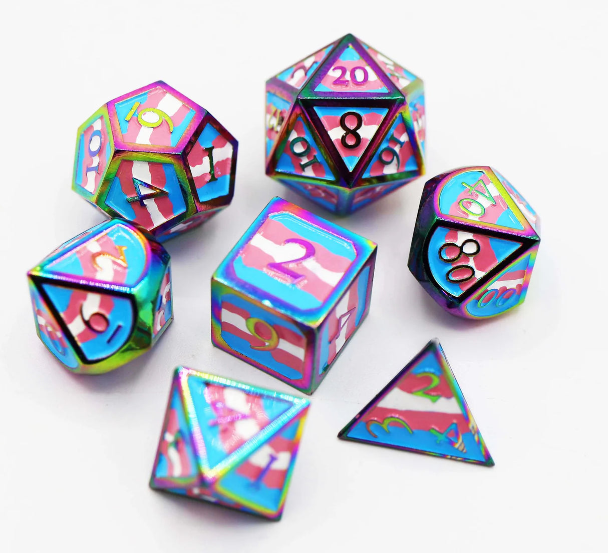 Transgender Pride Flag- Metal RPG Dice Set