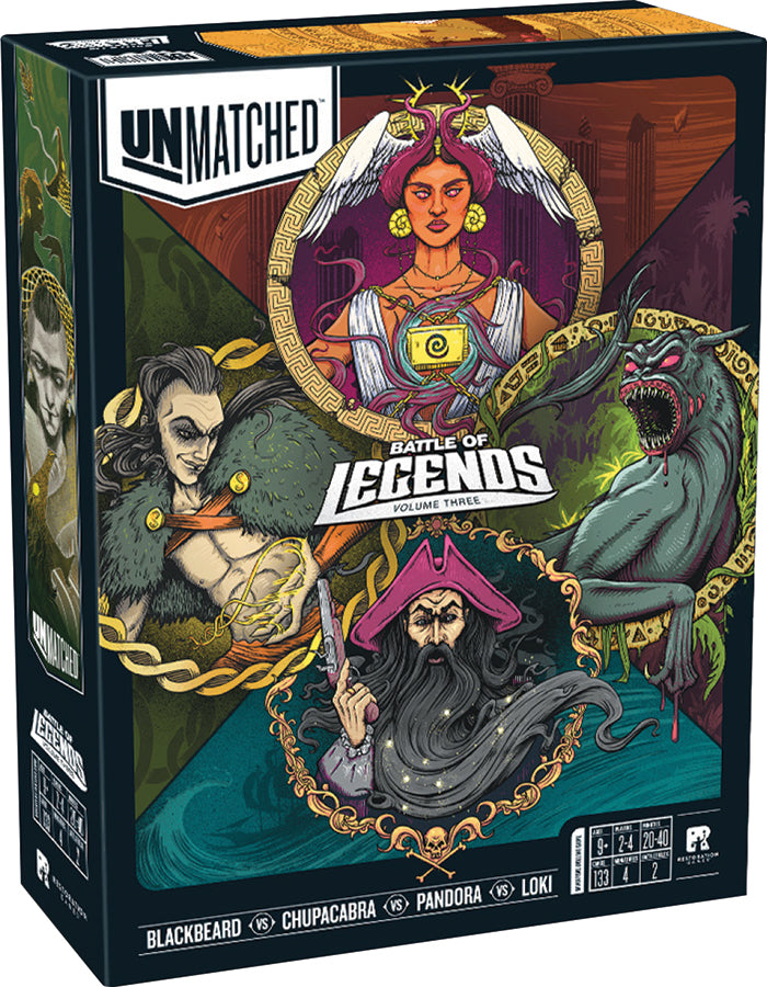 Unmatched: Battle of Legends Vol. 3 - Blackbeard, Chupacabra, Pandora, and Loki