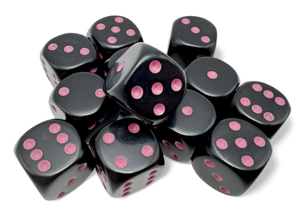 Opaque: 16mm d6 Black/pink Dice Block (12 dice)