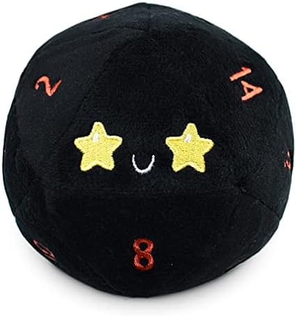 D20 Dice Plushie: Starry Eyes & Fire Eyes - Black