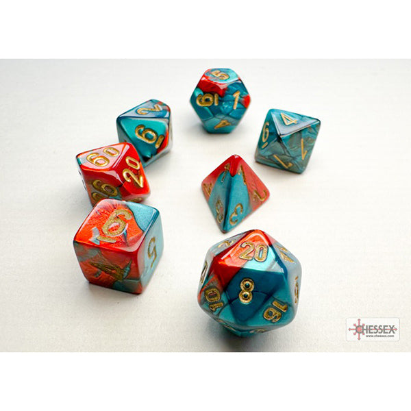 7-Die Set Mini Gemini: Red-Teal/Gold