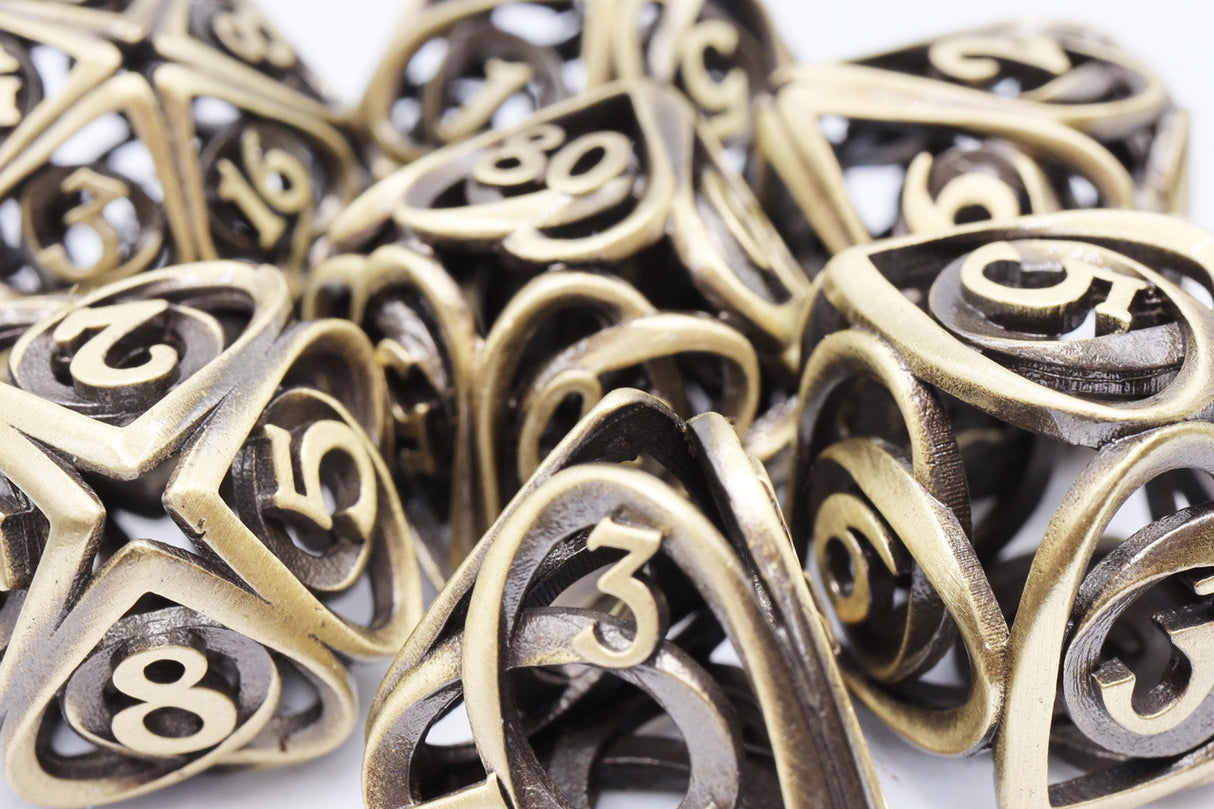 Hollow Hearts: Antique Bronze - Metal RPG Dice Set