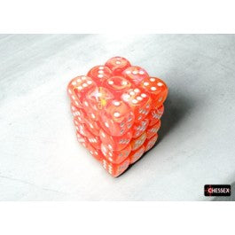 Festive Dahlia/White 12mm D6 Dice Cube