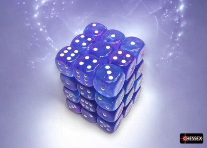 Nebula: 12mm d6 Aura/White Dice Block (36 Dice)
