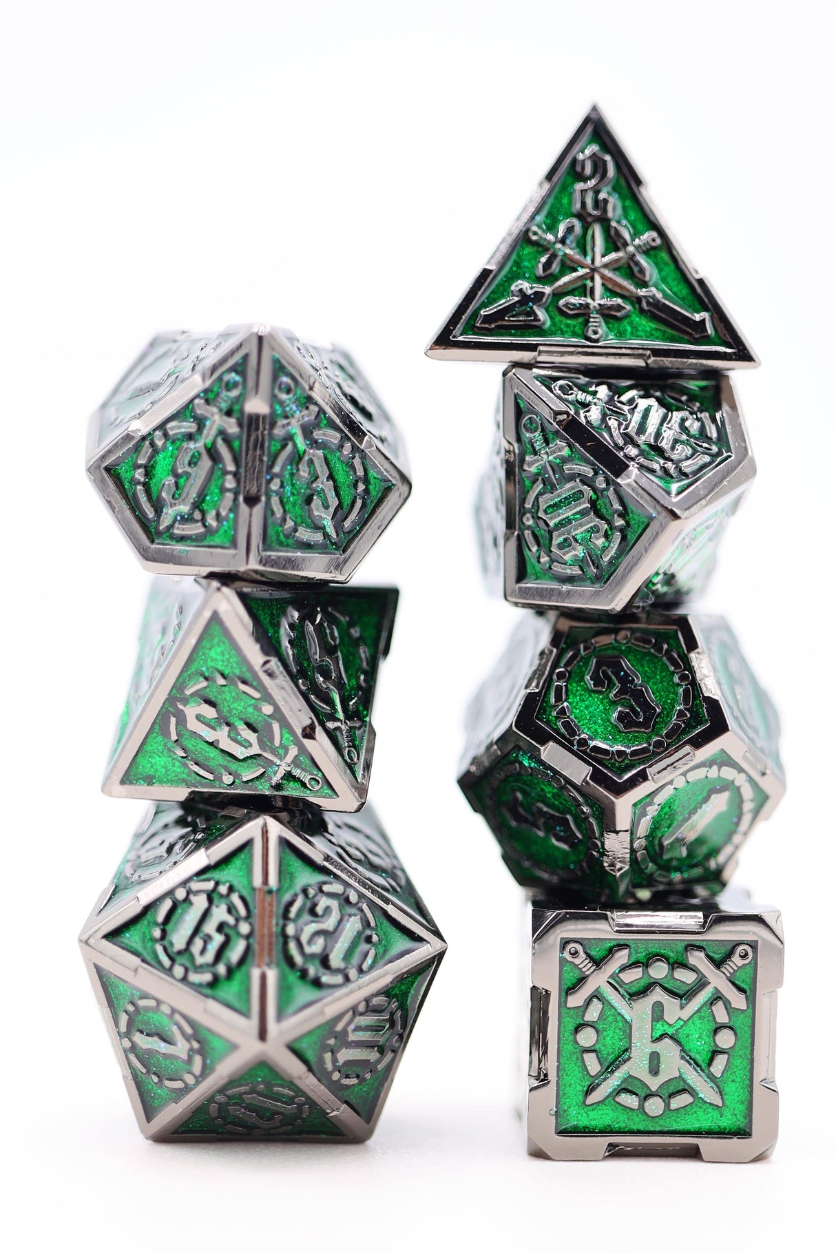 Crossed Swords: Enchanted Forest Sword - Metal RPG Dice Set