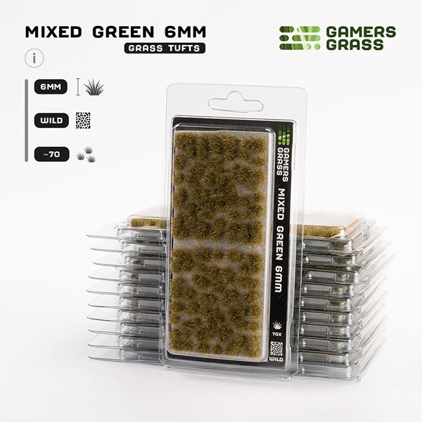 Gamers Grass Tufts: Tufts- Mixed Green 6mm- Wild