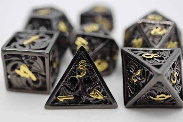 Dragon Essence: Night - Hollow Metal RPG Dice Set