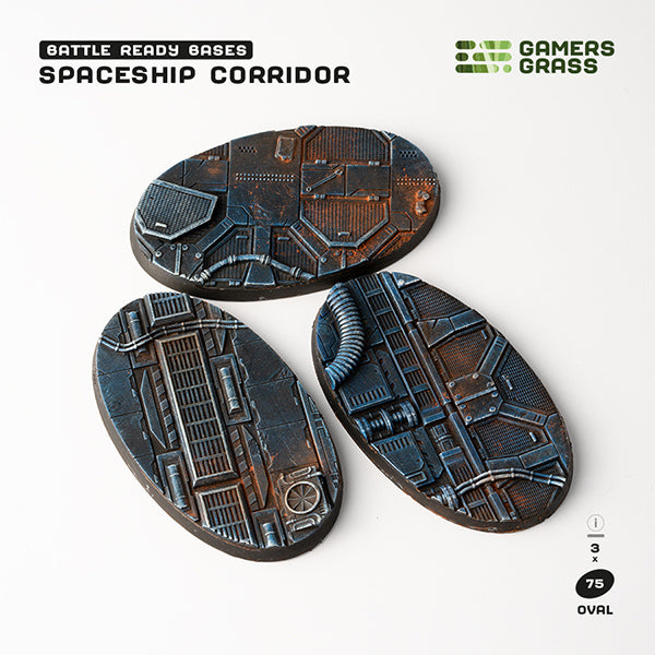 Battle Ready Bases: Spaceship Corridor- Oval 75mm (x3)- Oval 75mm (x3)