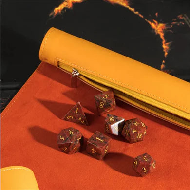 Burnt Yellow Roll Up  Leatherette Dice Mat