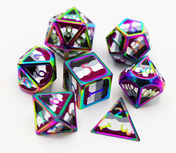 Asexual Pride Flag - Metal RPG Dice Set