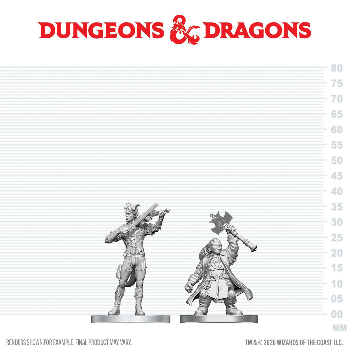 D&D Nolzur's Marvelous Unpainted Miniatures: W29 Tiefling Bard & Dwarf Cleric