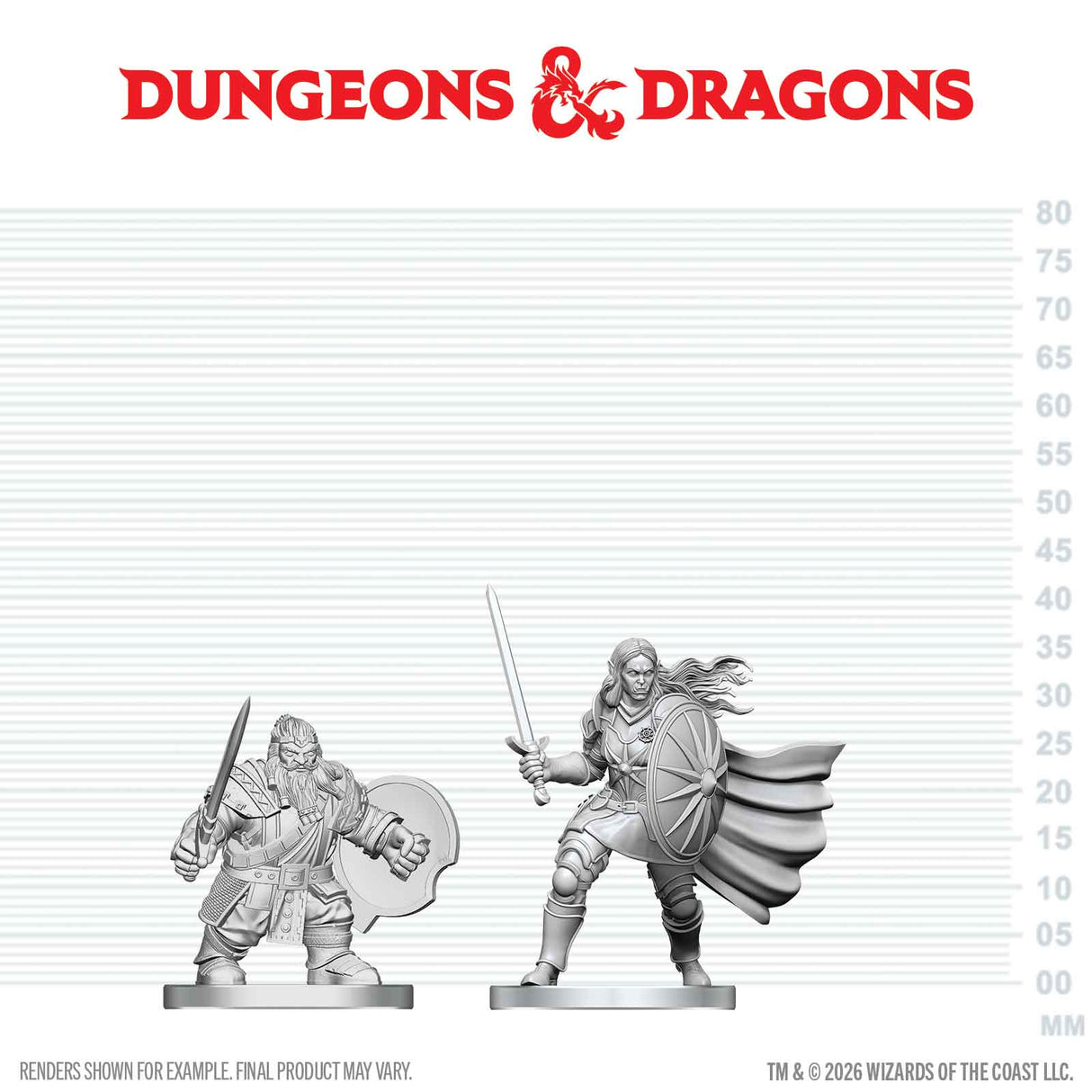 D&D Nolzur's Marvelous Unpainted Miniatures: W29 Dwarf Fighter & Orc Paladin