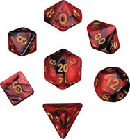 7-Die Set: 10mm (mini) Red/Black with Gold Numbers