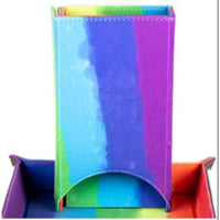 Fold Up Velvet Dice Tower: Watercolor Rainbow