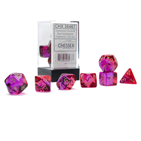 7-Die Set Gemini Translucent: Translucent Red-Violet/Gold