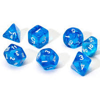 RPG Dice Set (7): Translucent Blue Resin