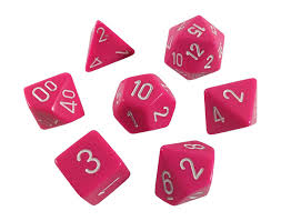 Opaque Dice: Poly Pink/White (7)
